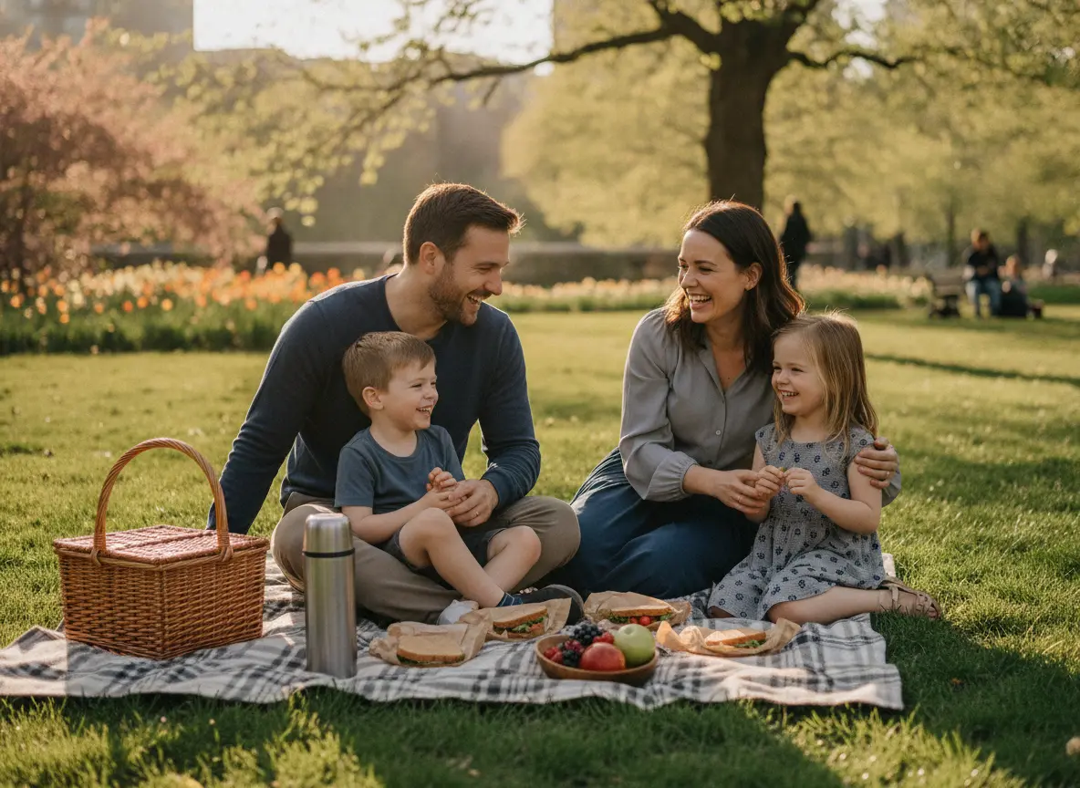 A smiling family enjoying time together outdoors near Rogers, Arkansas